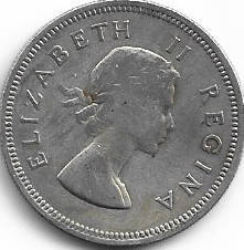 1960 UNION of S A  2 shillings 50% silver in EF grade