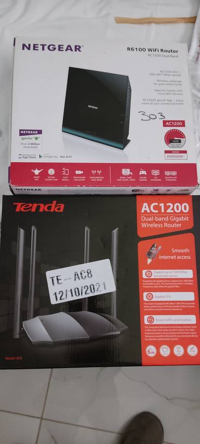 2x Dual Band WiFi Routers - Netgear R6100 & Tenda AC1200