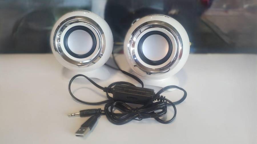 BASSBOX 2.0 Channel Computer SpeakerSpherical Design (White)