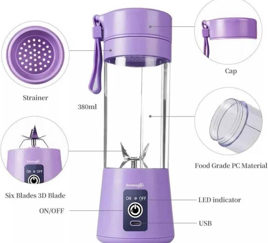 2 x Portable-&-Rechargeable-Battery-juice- Blender-(NO.:HM-03) Smoothie Maker