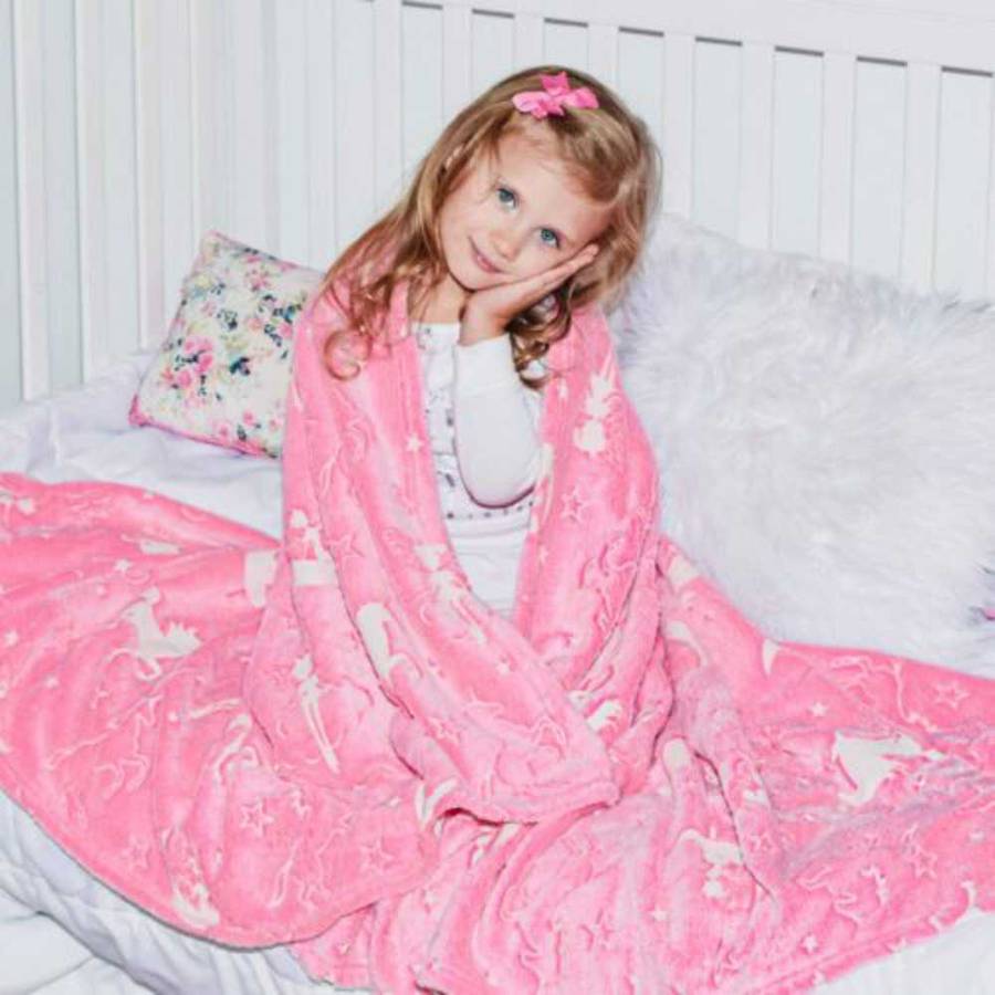 Glow in the dark blanket options pink unicorn for sale