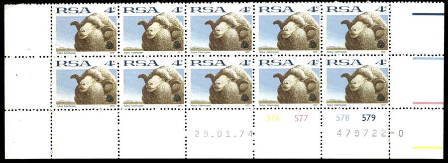 RSA 1974/01/29 Definitive issue 4c Control Blocks (10 stamps)
