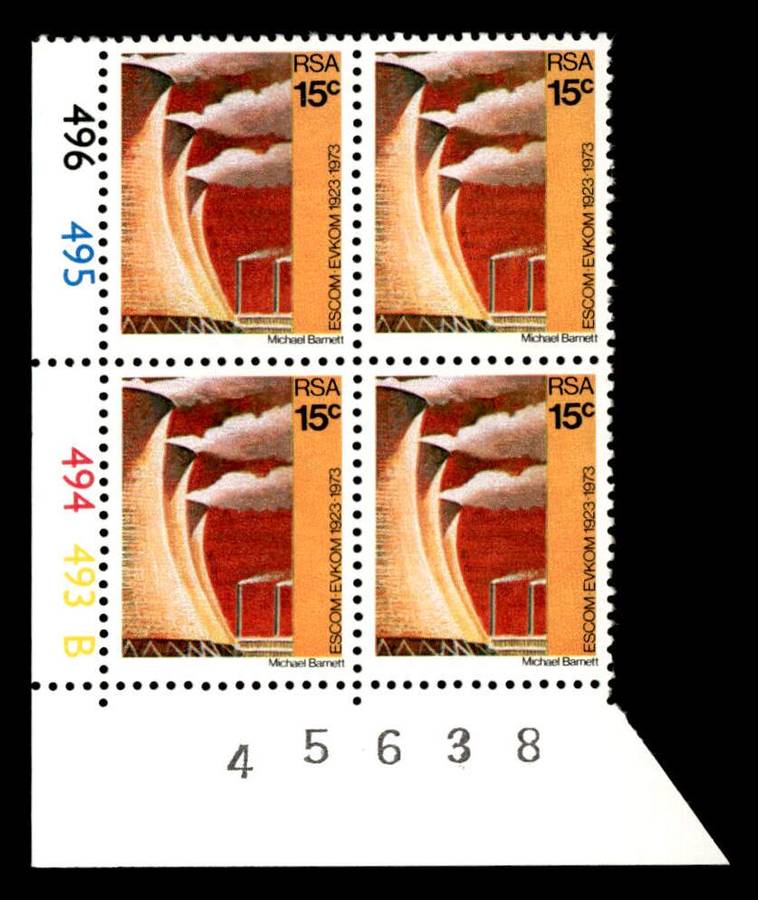 RSA 1973/02/01 50th Anniversary of ESCOM 15c Cyl No 496 495 494 493B