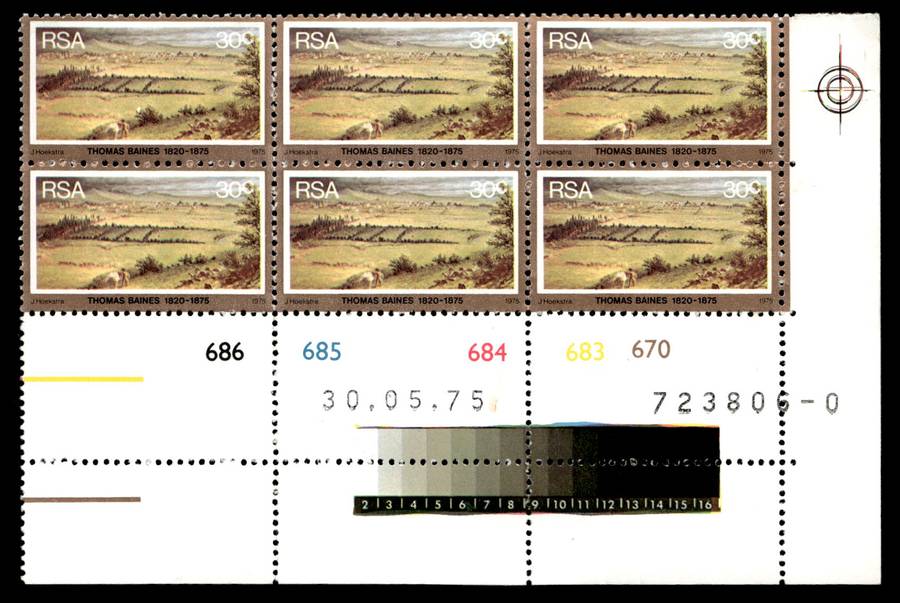 RSA 1975/05/30 Death Centenary of Thomas Baines 30c Control Blocks
