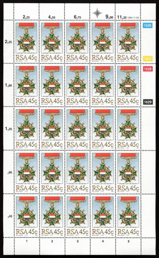 RSA 1984/11/09 Military Decorations Control Block Set *Complete Sheets