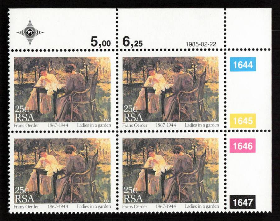 RSA 1985/02/22 Paintings by Frans David Oerder Control Block Set