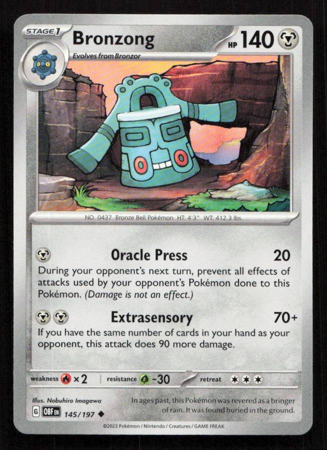 2023 Pokemon SV03: OBF Obsidian Flames 145/197 Bronzong *Uncommon