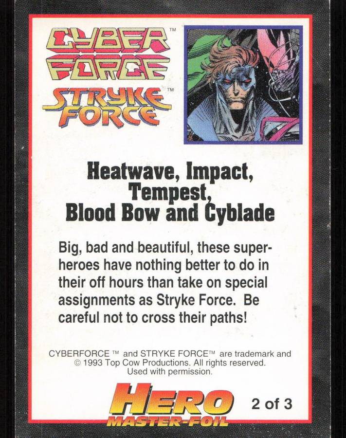 1993 Hero Master-Foil Cyber Force Stryke Force 2 of 3
