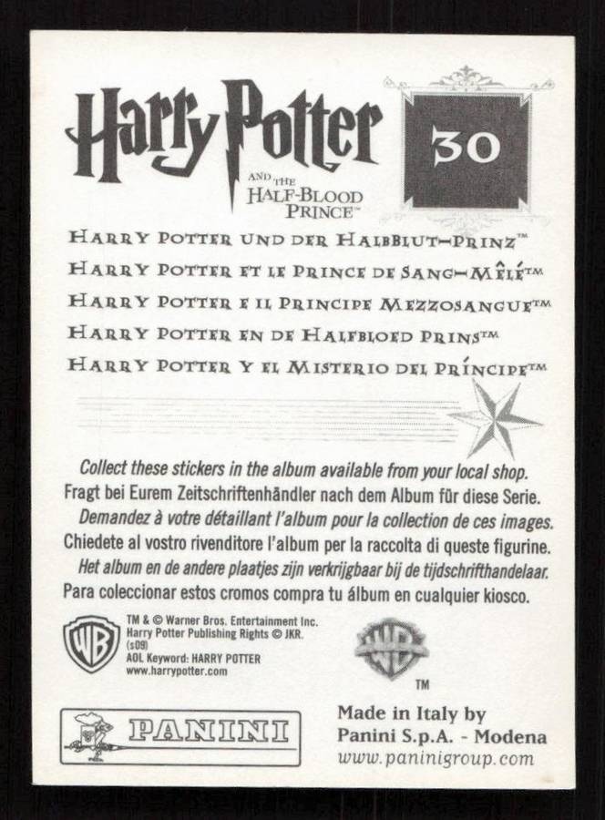 Panini Stickers Harry Potter and the Half-Blood Prince 30