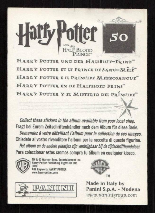 Panini Stickers Harry Potter and the Half-Blood Prince 50