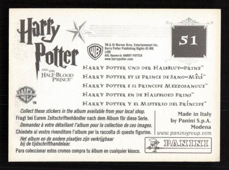 Panini Stickers Harry Potter and the Half-Blood Prince 51