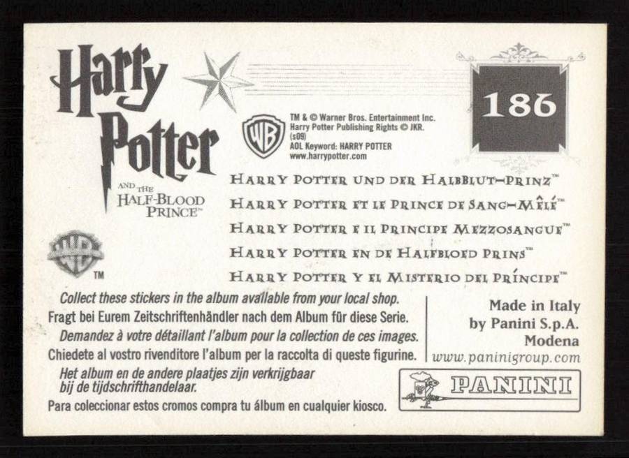 Panini Stickers Harry Potter and the Half-Blood Prince 186