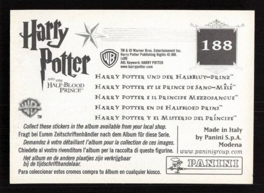 Panini Stickers Harry Potter and the Half-Blood Prince 188