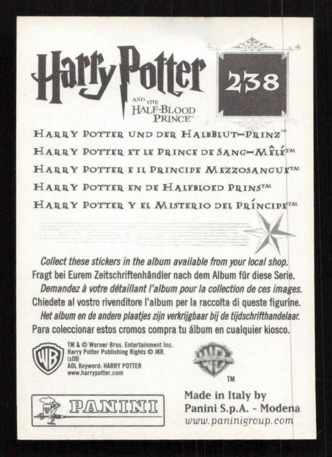 Panini Stickers Harry Potter and the Half-Blood Prince 238