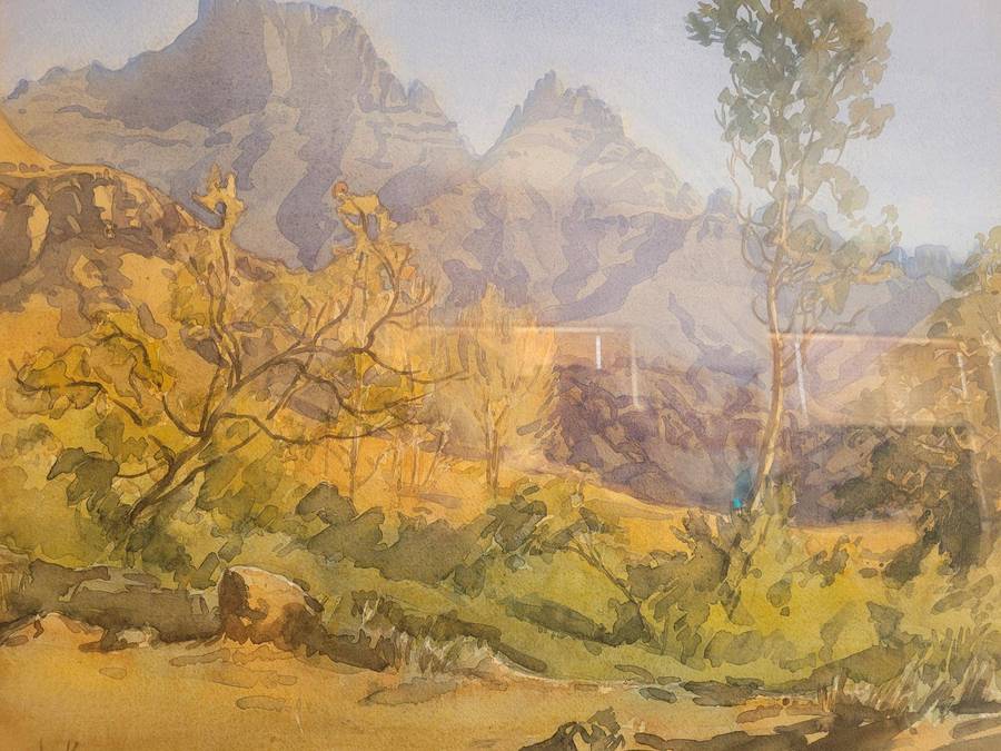 Joy Krause Original Watercolor  Timeless South African Landscape