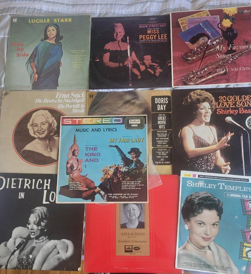 TEN AMAZING LP'S FROM SUPER STAR DAMES-SHIRLEY BASSEY, LUCILLE STARR, PEGGY LEE, AND MORE.