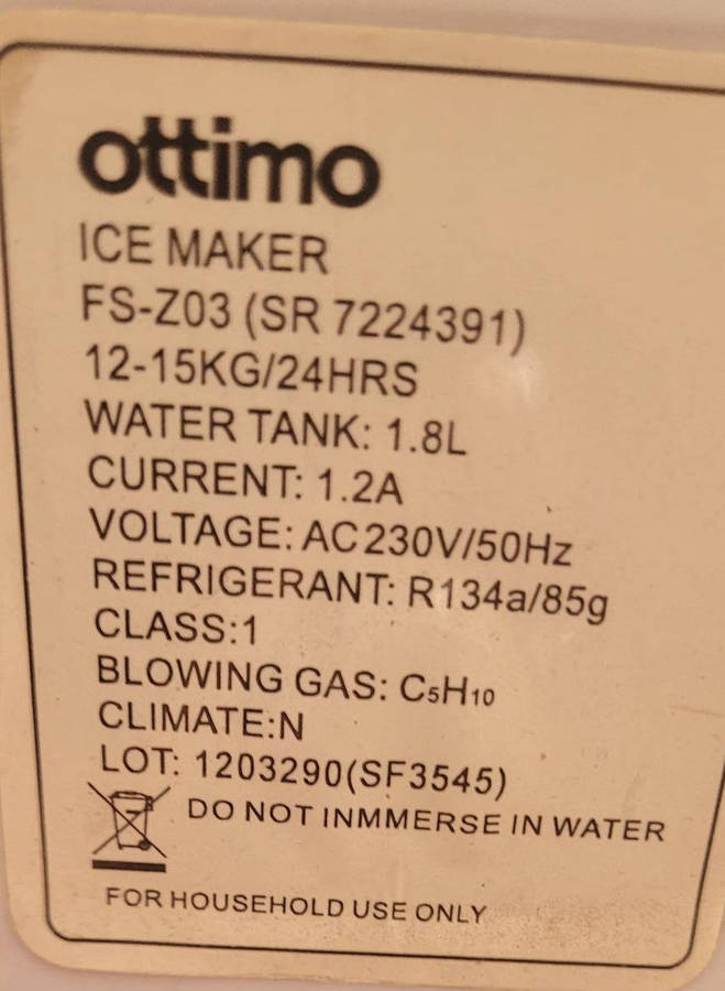 Ottimo Ice Cube Maker 1.8kg Capacity