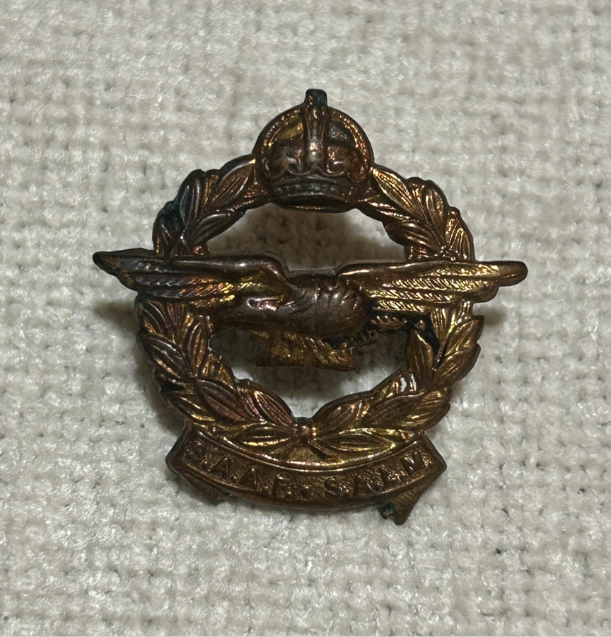 WW2 South African Air Force Pilots Gilt Brass Cap Badges SAAF SALM
