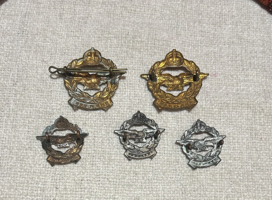 WW2 South African Air Force Pilots Gilt Brass Cap Badges SAAF SALM