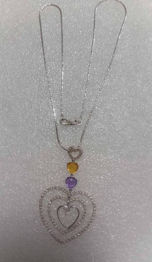 14ct White Gold Chain and Pendant