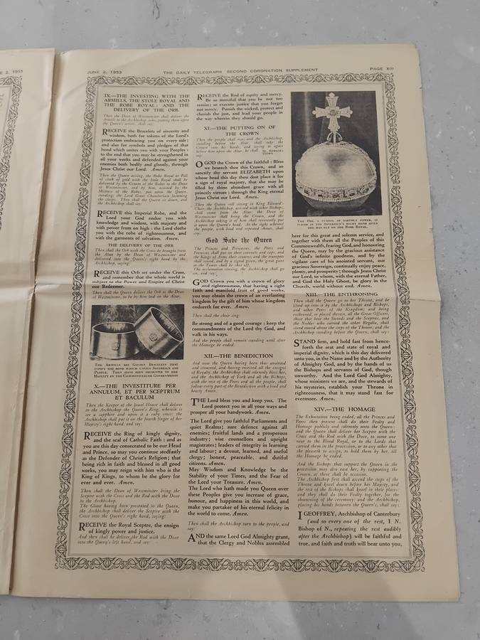 "Rare" Over 70years old - DAILY TELEGRAPH - CORONATION DAY SUPPLEMENT 2 JUNE 1953.