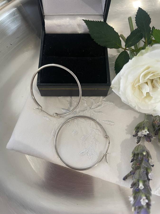 Plain solid 925 sterling silver Hoop earrings.