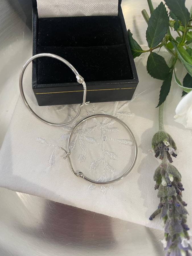 Plain solid 925 sterling silver Hoop earrings.