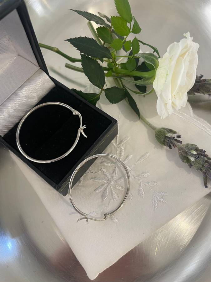 Plain solid 925 sterling silver Hoop earrings.