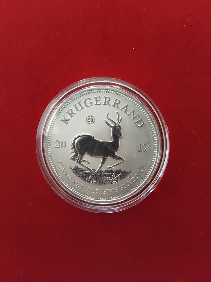 2017 Pure Silver One Ounce Krugerrand 50th Anniversary with COA