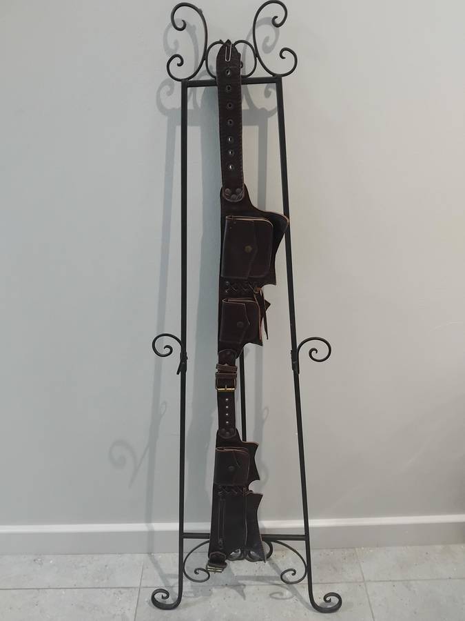 Leather 2 Piece Adjustable Multi Pocketed Waist Belt