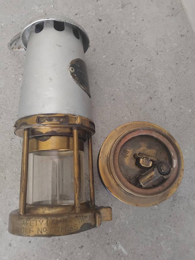 Painted Mine Safety Wolf Lamp Made By Victor Kent