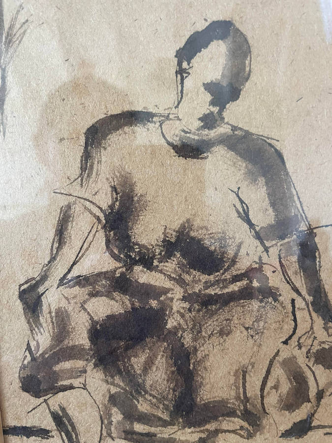 Eugene Mugocha (Zimbabwe 1974 - )An unusual pair of original artwork mixed media, charcoal and ink!