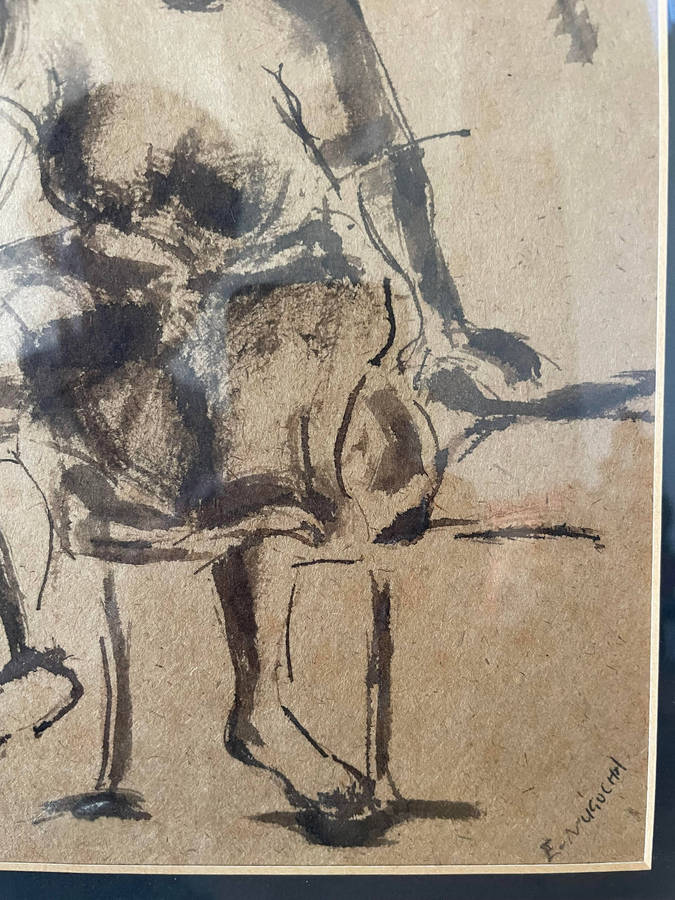 Eugene Mugocha (Zimbabwe 1974 - )An unusual pair of original artwork mixed media, charcoal and ink!