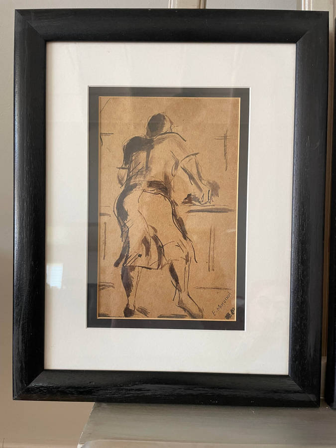 Eugene Mugocha (Zimbabwe 1974 - )An unusual pair of original artwork mixed media, charcoal and ink!