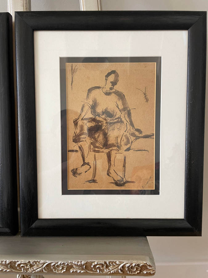 Eugene Mugocha (Zimbabwe 1974 - )An unusual pair of original artwork mixed media, charcoal and ink!