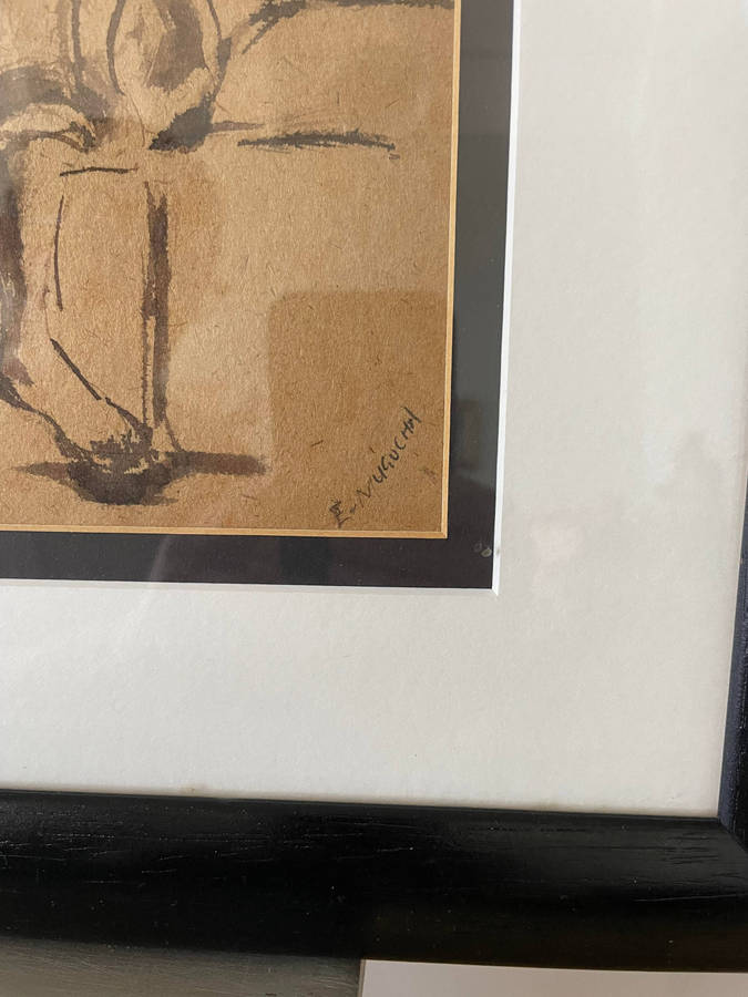 Eugene Mugocha (Zimbabwe 1974 - )An unusual pair of original artwork mixed media, charcoal and ink!