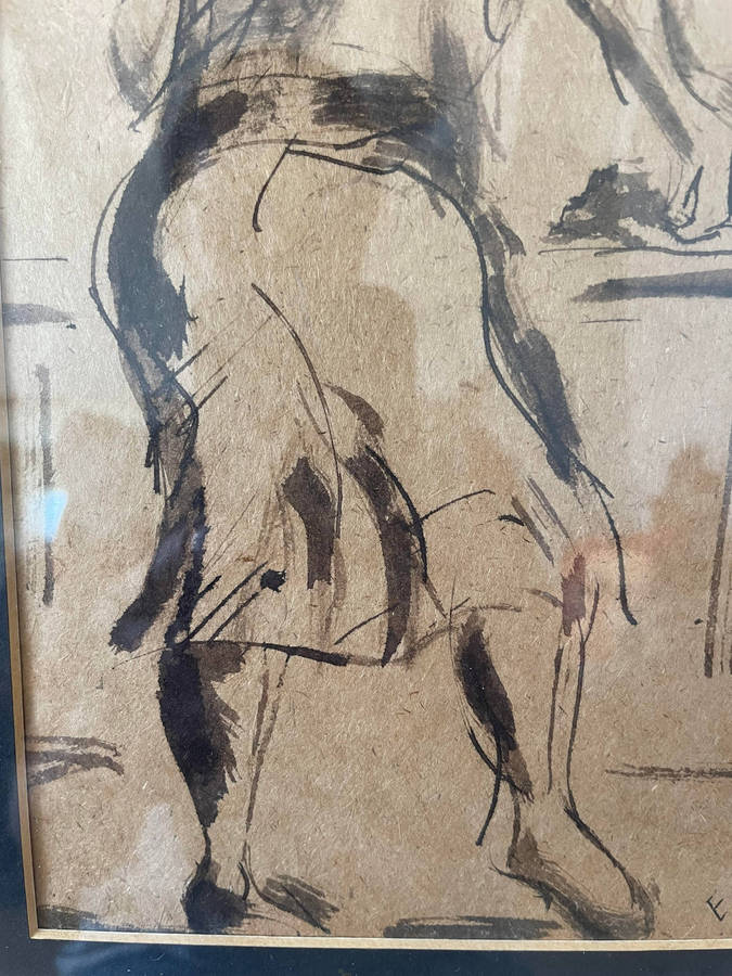 Eugene Mugocha (Zimbabwe 1974 - )An unusual pair of original artwork mixed media, charcoal and ink!