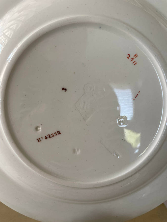 Rare, Antique 1886 TC Brown Westhead Moore and Co 4 Large Dessert/Salad Plates - "Design Pergolesi"