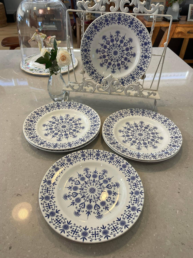 Vintage Valencia Designed by Jessie Tait Midwinter Set of 6 Dinner Plates