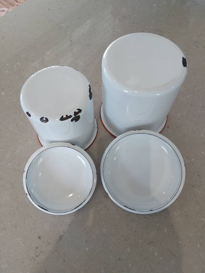 "VINTAGE 1960s PAIR OF ENAMEL CONTAINERS"