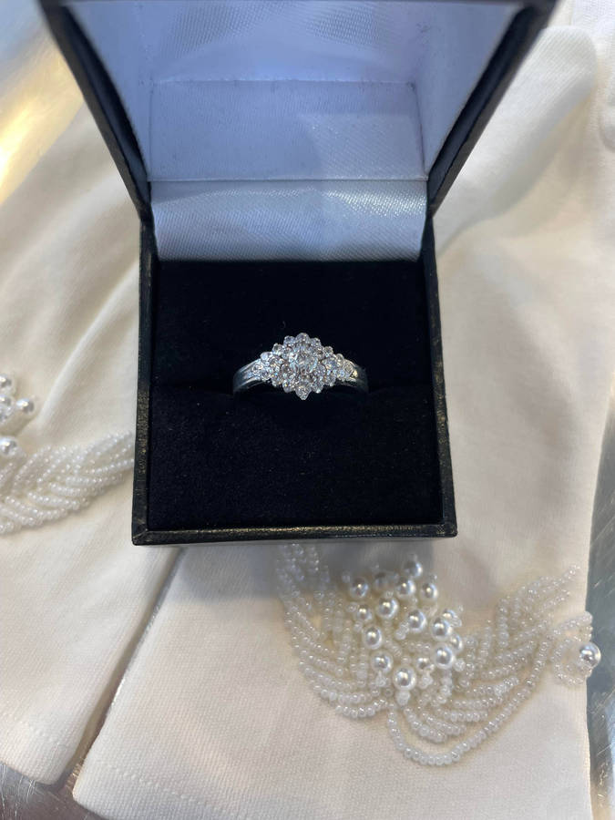 Sterling silver - 925 Waterfall engagement ring CZ stones.