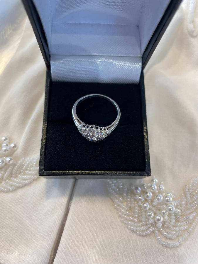 Sterling silver - 925 Waterfall engagement ring CZ stones.