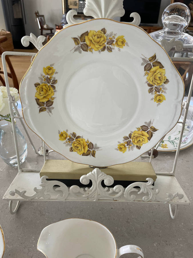 Vintage Queen Anne Bone China - Cake Server, 6 Cake Plates, 3 Cups & 6 Saucers, Creamer