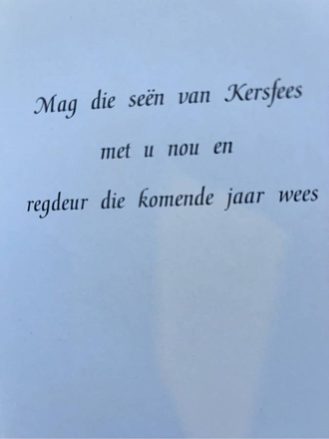 set of 7 beautiful Christmas cards and envelopes (Afrikaans)