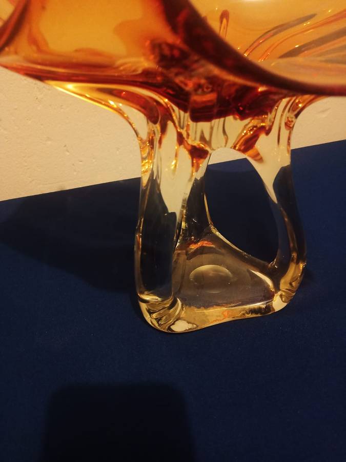 Rare Vintage Large Murano Glass  Bowl Red 30 by 30 cm