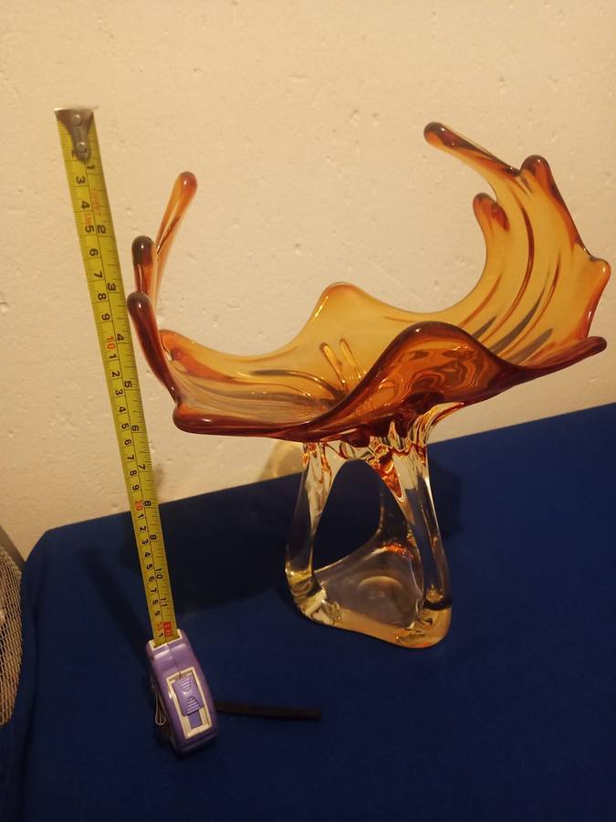 Rare Vintage Large Murano Glass  Bowl Red 30 by 30 cm