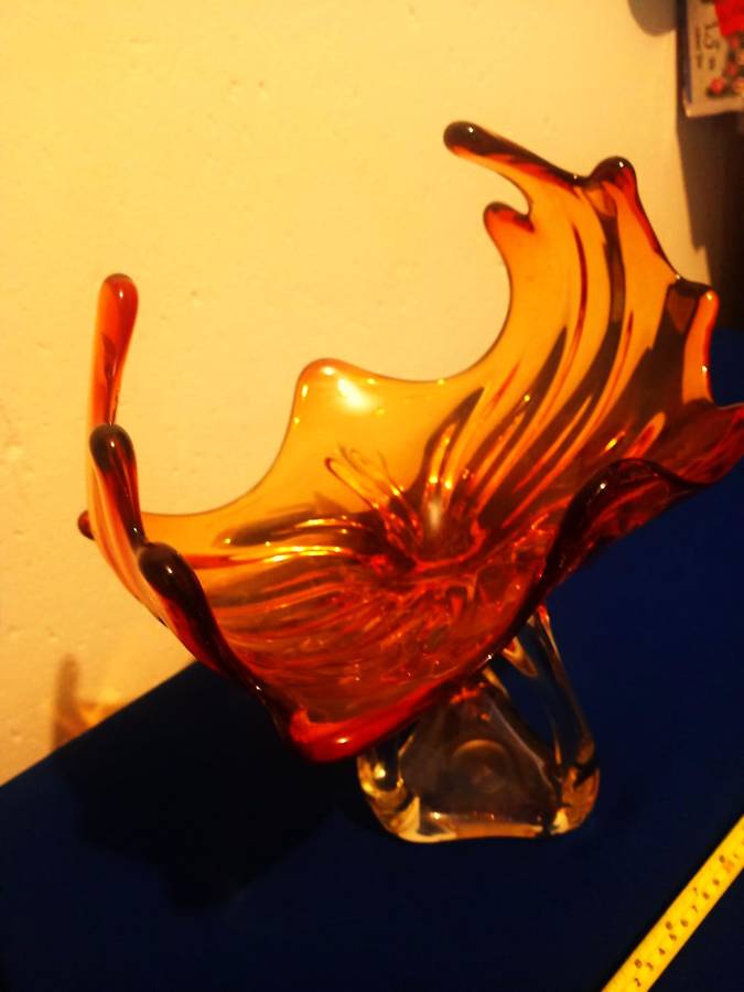 Rare Vintage Large Murano Glass  Bowl Red 30 by 30 cm