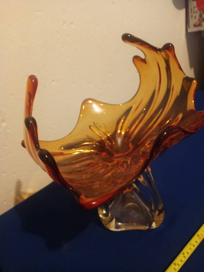 Rare Vintage Large Murano Glass  Bowl Red 30 by 30 cm