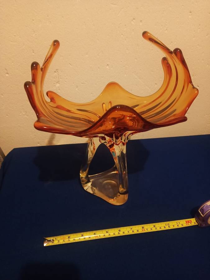 Rare Vintage Large Murano Glass  Bowl Red 30 by 30 cm