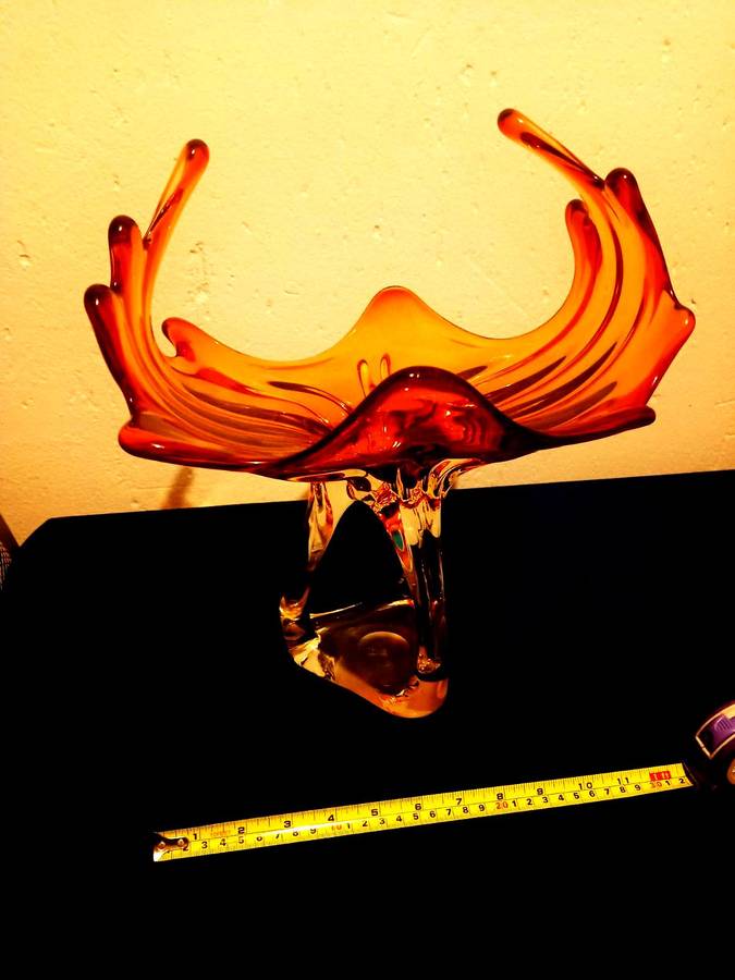 Rare Vintage Large Murano Glass  Bowl Red 30 by 30 cm